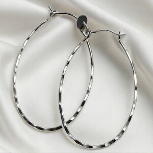 Dressbarn Silver Hammered Texture Hoop Earrings - Lightweight Women's Jewelry